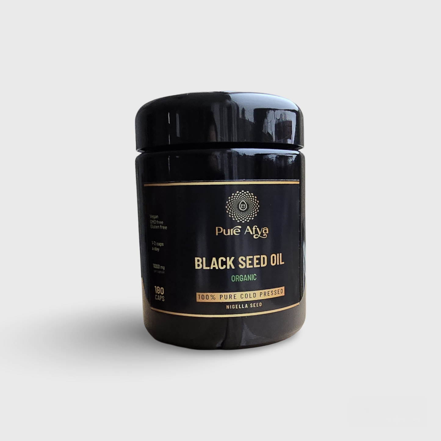 100% Pure Organic Cold-Pressed Black Seed Oil Capsules In MIRON-glas Bottle