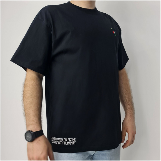 Unisex T-Shirt with Embroidered Detail | Stand with Palestine – Stand with Humanity