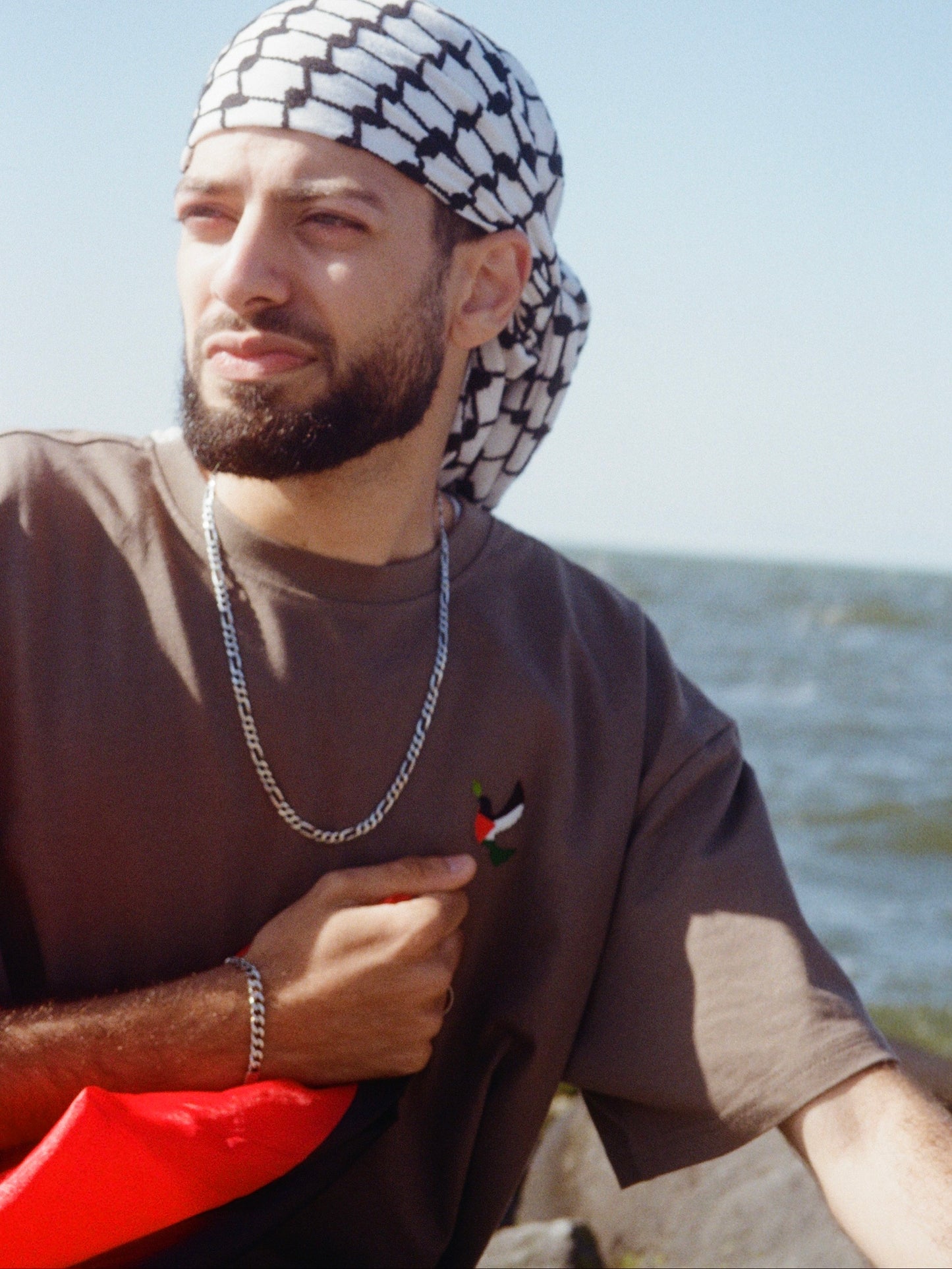 Unisex T-Shirt with Embroidered Detail | Stand with Palestine – Stand with Humanity