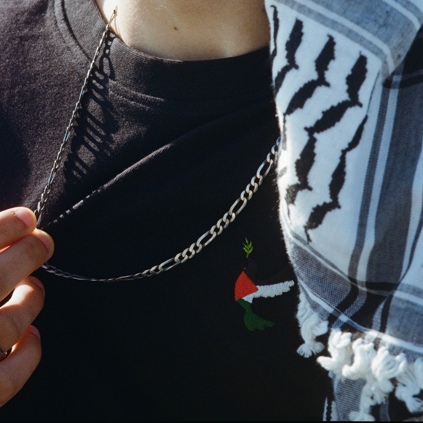 Unisex T-Shirt with Embroidered Detail | Stand with Palestine – Stand with Humanity