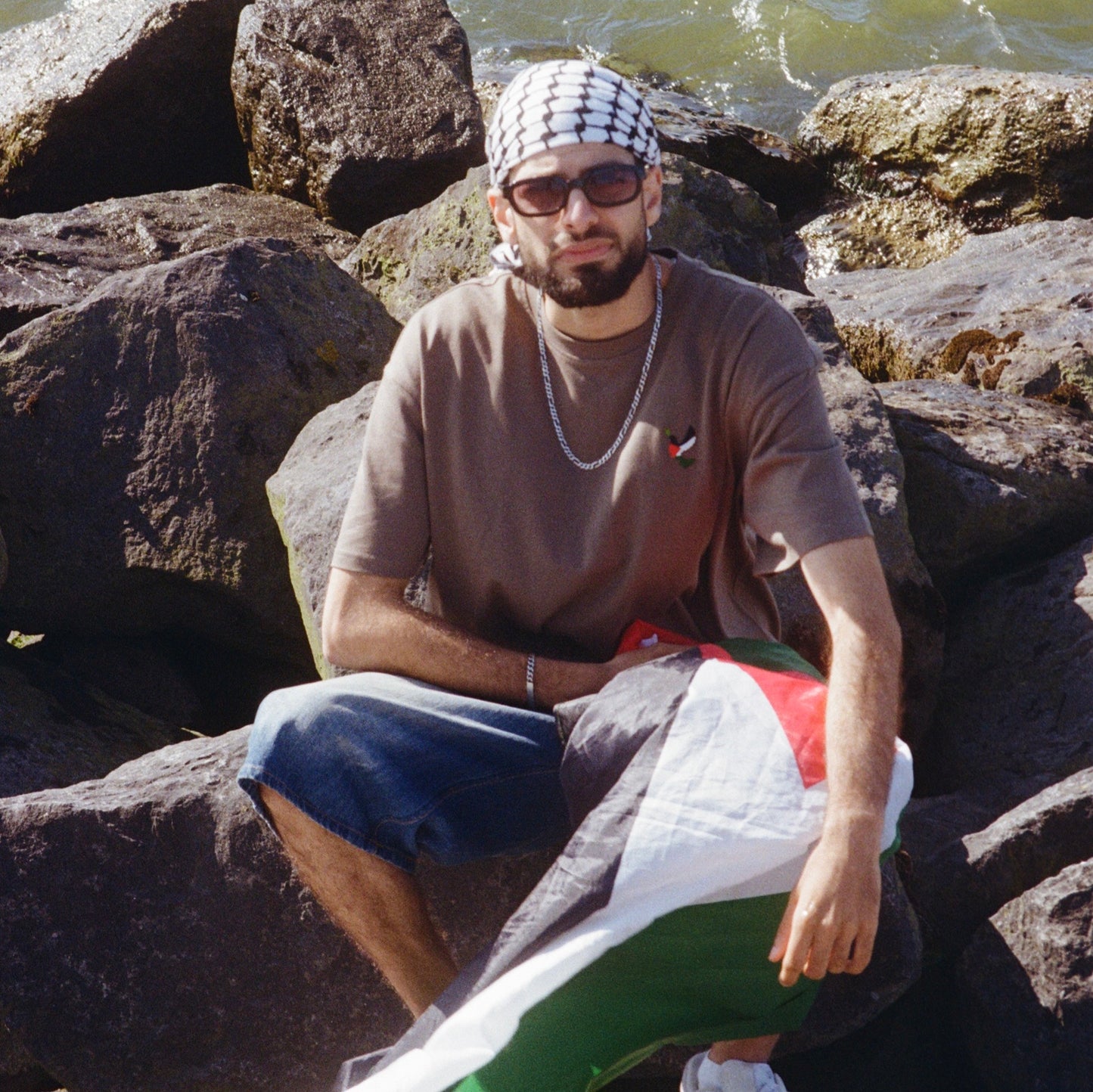 Unisex T-Shirt with Embroidered Detail | Stand with Palestine – Stand with Humanity